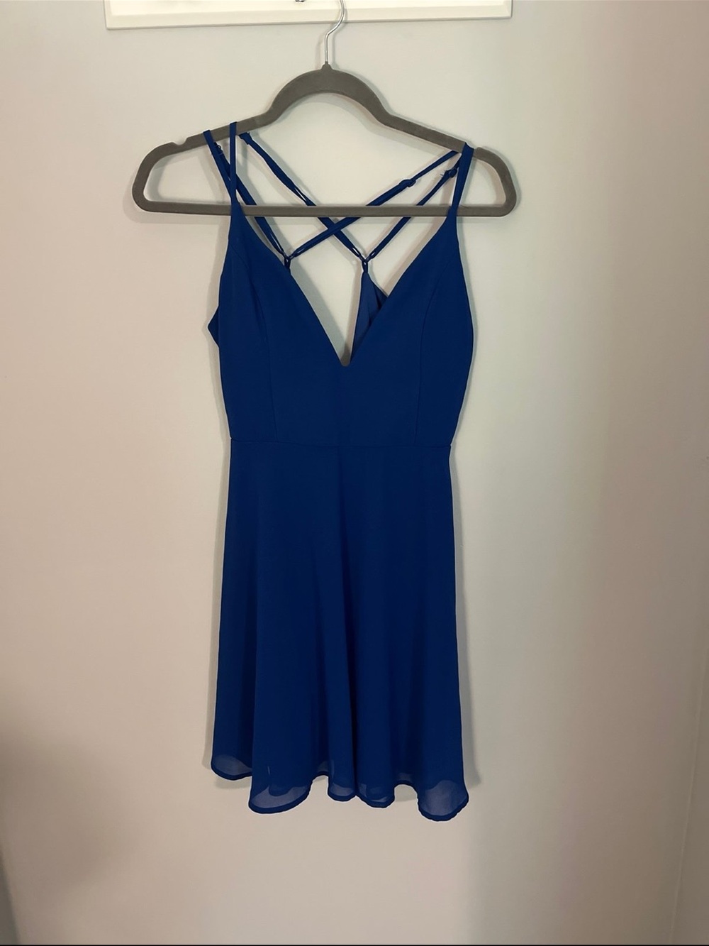 Charlotte Russe Royal Blue Crisscross Strappy Mini Dress